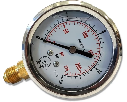 Przejdź do produktu Manometr Glicerynowy T-Meter 0-16 Bar / 0-230PSI DIN 63